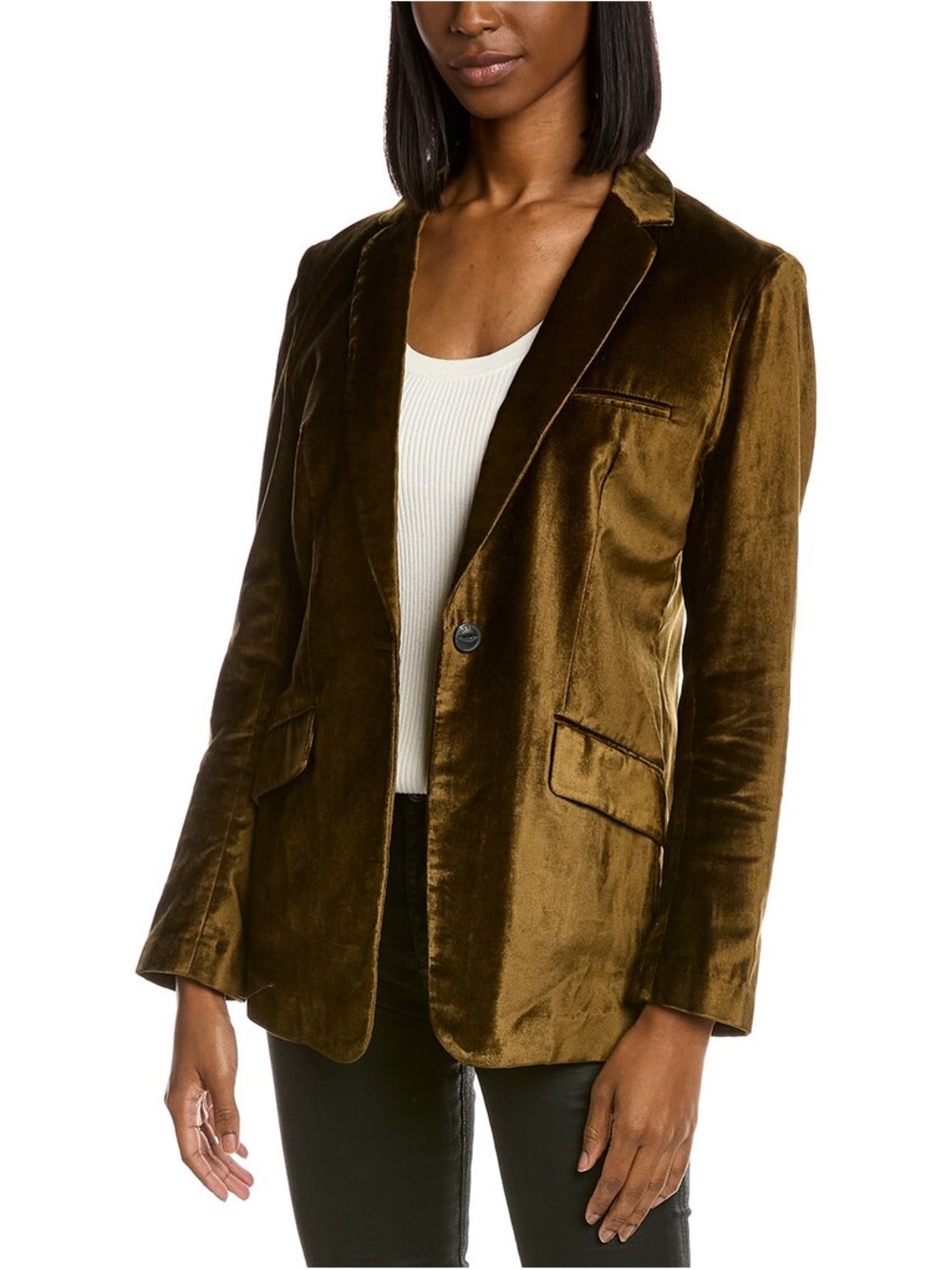 rag & bone Olive Velvet Single-Button Blazer